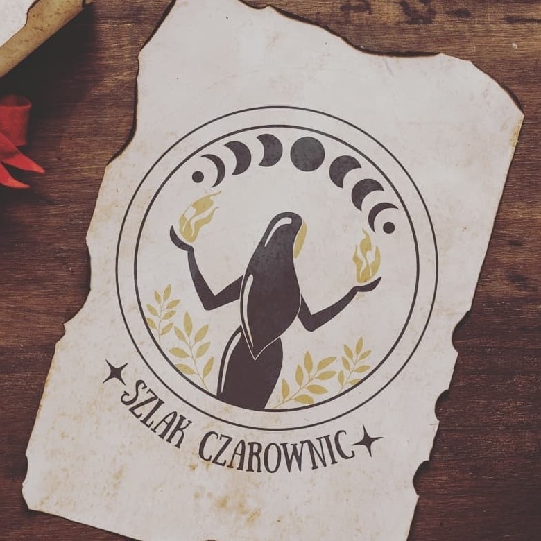 logo szlaku czarownic na kartce nadpalonego papieru